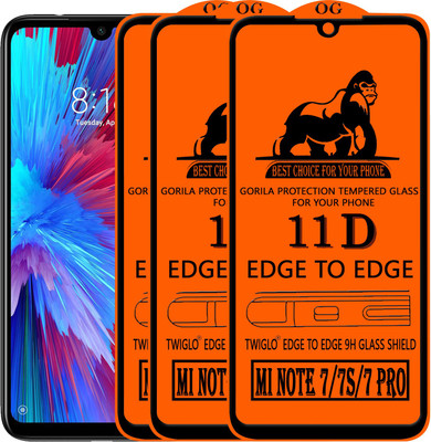 TWIGLO Edge To Edge Tempered Glass for REDMI NOTE 7 PRO(Pack of 3)