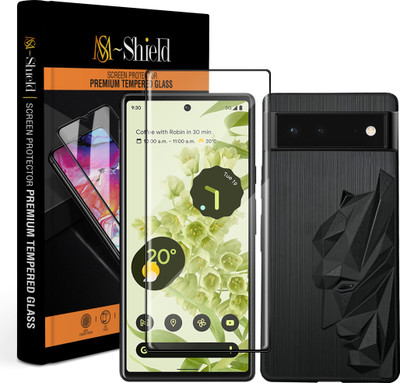 MS-Shield Edge To Edge Tempered Glass for Google Pixel 6, With Soft Silicone Frosted Batman Series 360° Camera Protection Case Cover(Pack of 1)
