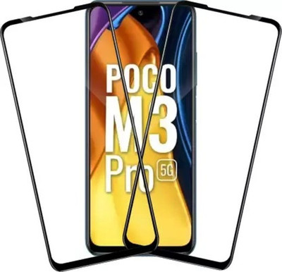 HIE POWER Edge To Edge Tempered Glass for Poco M3 Pro -Screen Protector Full HD Quality Tempered Glass Anti-Scratch Edge to Edge Coverage with Easy Installation Kit-11D(Pack of 2)
