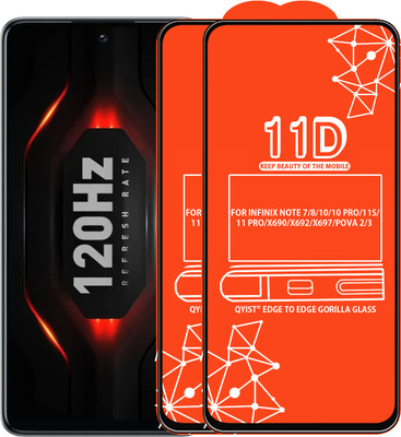 Qyist Edge To Edge Tempered Glass for FOR INFINIX NOTE 7, INFINIX NOTE 8, INFINIX NOTE 10, INFINIX NOTE 10 PRO, INFINIX NOTE 11S, INFINIX NOTE 11 PRO, TECNO POVA 2, TECNO POVA 3(Pack of 2)