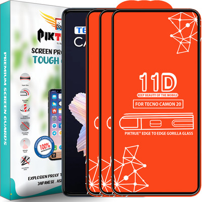 PikTrue Edge To Edge Tempered Glass for Tecno Camon 20(Pack of 3)