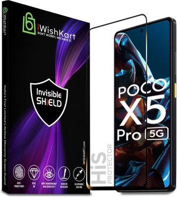 iWishKart Edge To Edge Tempered Glass for Poco X5 Pro, Poco X5 Pro 5G, Poco X5Pro, PocoX5Pro, Premium Military grade Edge to Edge Premium gorilla temper black glass screenguard with Self Installation Guide - Wet & Dry wipes, Dust Absorber [With Warranty] mobile ka gilas cover(Pack of 1)