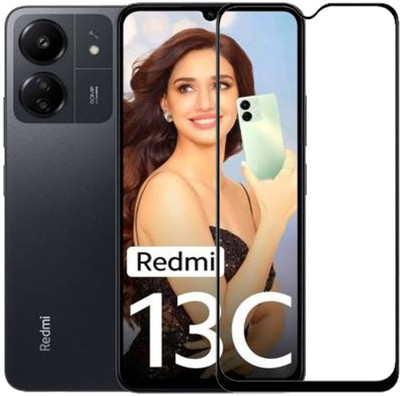 AKSHUD Edge To Edge Tempered Glass for REDMI 13C, Mi 13C(Pack of 1)