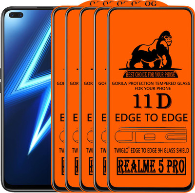 TWIGLO Edge To Edge Tempered Glass for REALME 6 PRO(Pack of 5)