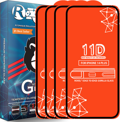Roxel Edge To Edge Tempered Glass for Iphone 14 Plus(Pack of 4)