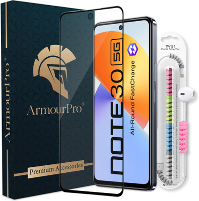ArmourPro Edge To Edge Tempered Glass for Infinix Note 30 5G, Infinix Note 30, OG Tempered Glass with Cable Protector(Pack of 1)