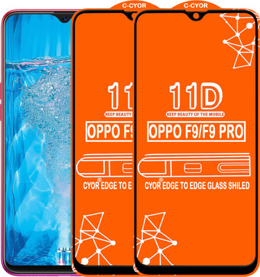 CYOR Edge To Edge Tempered Glass for Oppo F9(Pack of 2)