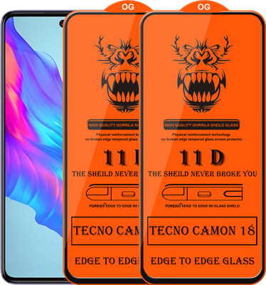 Forego Edge To Edge Tempered Glass for Tecno Camon 18(Pack of 2)