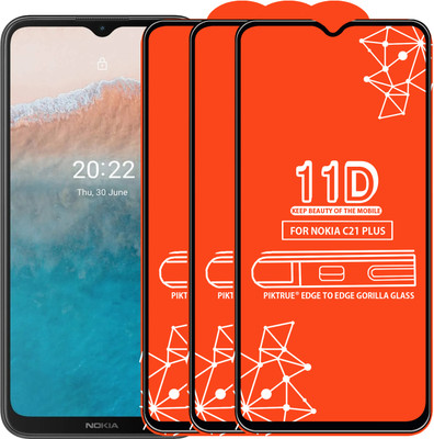 PikTrue Edge To Edge Tempered Glass for NOKIA C21 PLUS(Pack of 3)