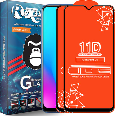 Roxel Edge To Edge Tempered Glass for Realme C15(Pack of 2)