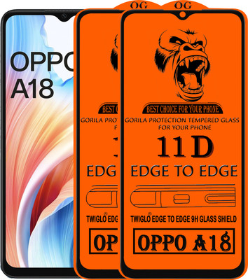 TWIGLO Edge To Edge Tempered Glass for OPPO A18(Pack of 3)