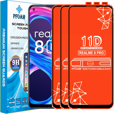 PFOAM Edge To Edge Tempered Glass for REALME 8 PRO(Pack of 3)