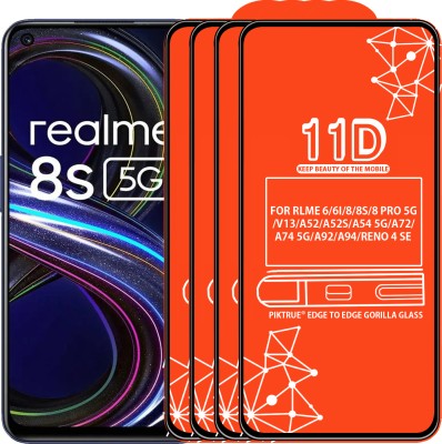 PikTrue Edge To Edge Tempered Glass for FOR REALME 6, REALME 6I, REALME 8 5G, REALME 8S 5G, REALME 8 PRO 5G, REALME V13, OPPO A52, OPPO A52S, OPPO A54 5G, OPPO A72, OPPO A74 5G, OPPO A92, OPPO A94, OPPO RENO 4 SE(Pack of 4)