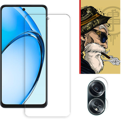 SOMTONE Edge To Edge Tempered Glass for Oppo A58 4G Tempered Glass Screen Protector | Anti-Scratch | Edge to Edge Full Coverage | 9H Hardness ( 1 FRONT SCREEN GUARD + 1 CAMERA LENS PROTECTOR + 1 FREE BACK EMBOSSED SKIN001 )(Pack of 1)