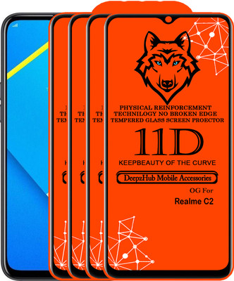 DeepzHub Edge To Edge Tempered Glass for Realme C2(Pack of 4)