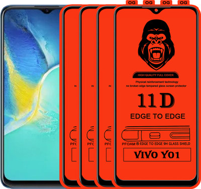 Laxdom Edge To Edge Tempered Glass for VIVO Y01(Pack of 4)
