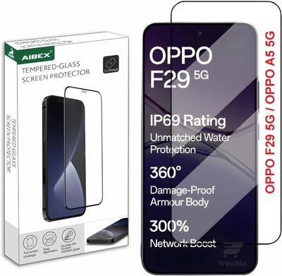 AIBEX Edge To Edge Tempered Glass for Oppo F29 5G / Oppo A5 5G| 9H Hardness | Anti-Glare & Anti-Fingerprint | Water Resistant | Edge-to-Edge Full Screen Protector | Bubble-Free Installation(Pack of 1)