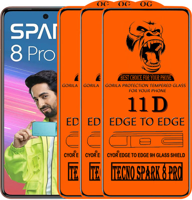 CYOR Edge To Edge Tempered Glass for TECNO SPARK 8 PRO(Pack of 3)