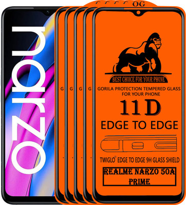 TWIGLO Edge To Edge Tempered Glass for REALME NARZO 50A PRIME 5G(Pack of 5)