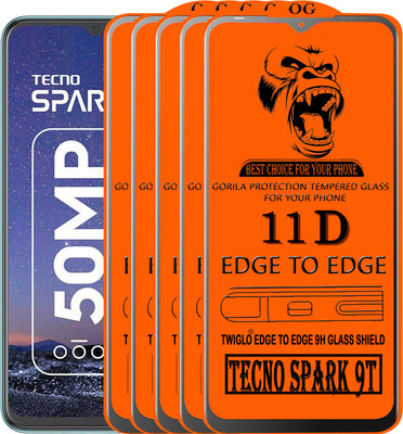 TWIGLO Edge To Edge Tempered Glass for TECNO SPARK 9T(Pack of 5)