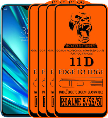 TWIGLO Edge To Edge Tempered Glass for REALME 5(Pack of 4)