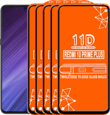TWIGLO Edge To Edge Tempered Glass for REDMI 10 PRIME PLUS(Pack of 5)