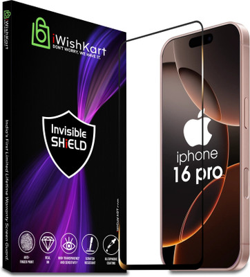 iWishKart Edge To Edge Tempered Glass for Apple iPhone 16 Pro 5G, Apple iPhone 16 Pro, iPhone 16Pro, i Phone 16Pro, Military grade Edge to Edge Premium gorilla glass with Self Installation Guide - Wet & Dry wipes, Dust Absorber [With Warranty](Pack of 1)