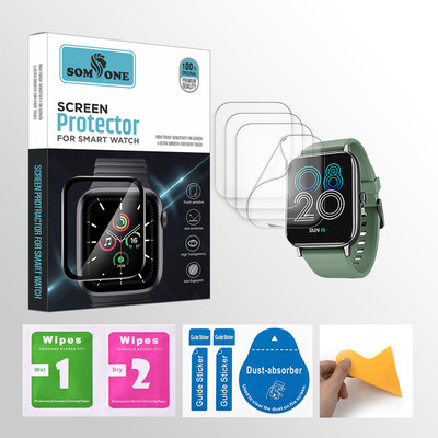 SOMTONE Edge To Edge Tempered Glass for boAt Xtend Pro 1.78 inch Smartwatch 4 PROTECTOR + 4 WIPES + 4 DUST REMOVAL STICKER + 1 WIPER(Pack of 4)