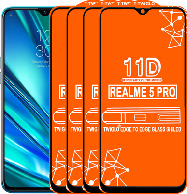 TWIGLO Edge To Edge Tempered Glass for REALME 5 PRO(Pack of 4)