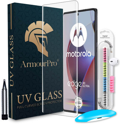 ArmourPro Edge To Edge Tempered Glass for Motorola Edge 30 Ultra 5G, Motorola Edge 30 Ultra, Moto Edge 30 Ultra 5G, Moto Edge 30 Ultra, Edge 30 Ultra 5G, UV Glue Tempered Glass with Cable Protector(Pack of 1)