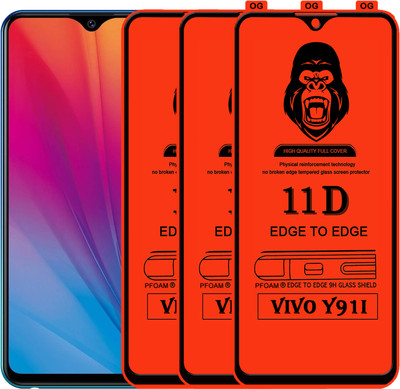 Laxdom Edge To Edge Tempered Glass for VIVO Y91I(Pack of 3)