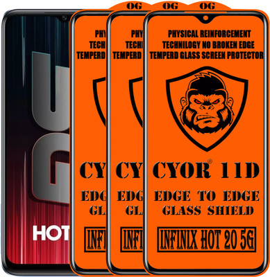 CYOR Edge To Edge Tempered Glass for INFINIX HOT 20 5G(Pack of 3)