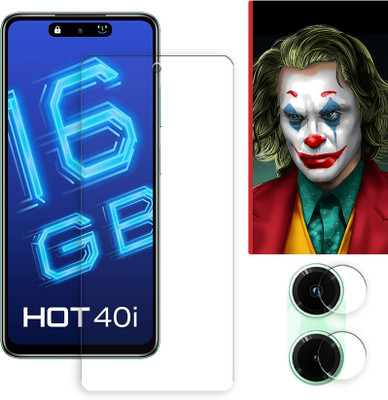 SOMTONE Edge To Edge Tempered Glass for Infinix Hot 40i 4G Tempered Glass Screen Protector | Anti-Scratch | Edge to Edge Full Coverage | 9H Hardness ( 1 FRONT SCREEN GUARD + 1 CAMERA LENS PROTECTOR + 1 FREE BACK EMBOSSED SKIN026 )(Pack of 1)