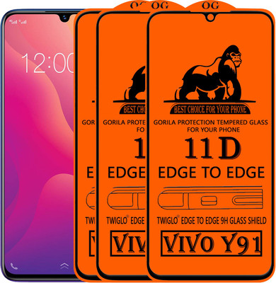 TWIGLO Edge To Edge Tempered Glass for VIVO Y91(Pack of 3)
