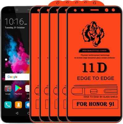 9H Edge To Edge Tempered Glass for Honor 9i( Edge-to-Edge Full Screen Coverage with Easy Installation Kit (Anti-Scratch)-Pack of 5)(Pack of 5)