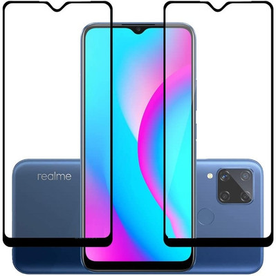 spaziogold Edge To Edge Tempered Glass for Realme C15(Pack of 2)