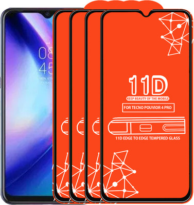 Roxel Edge To Edge Tempered Glass for Tecno Pouvior 4 Pro(Pack of 4)