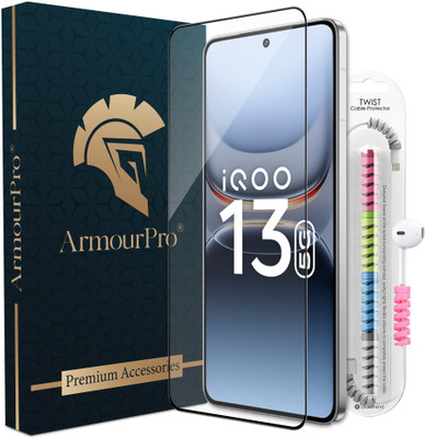 ArmourPro Edge To Edge Tempered Glass for iQOO 13 5G, iQOO 13, OG Tempered Glass with Cable Protector(Pack of 1)