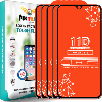 PikTrue Edge To Edge Tempered Glass for Vivo Y12(Pack of 5)