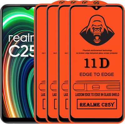 Laxdom Edge To Edge Tempered Glass for REALME C25Y(Pack of 4)