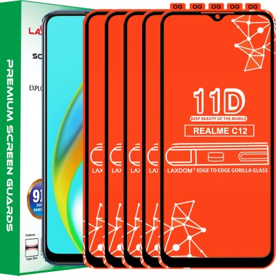 Laxdom Edge To Edge Tempered Glass for REALME C12(Pack of 5)