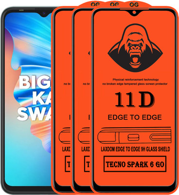 Laxdom Edge To Edge Tempered Glass for TECNO SPARK 6 GO(Pack of 3)
