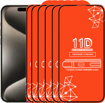 Qyist Edge To Edge Tempered Glass for Iphone 15 Pro Max(Pack of 6)
