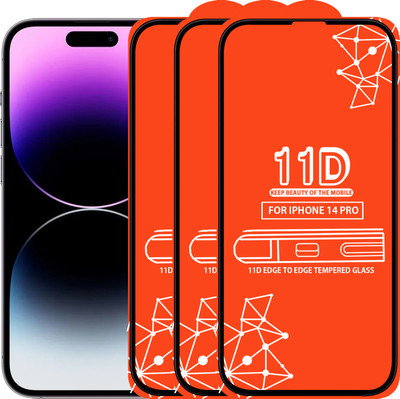 Qyist Edge To Edge Tempered Glass for Iphone 14 Pro(Pack of 3)