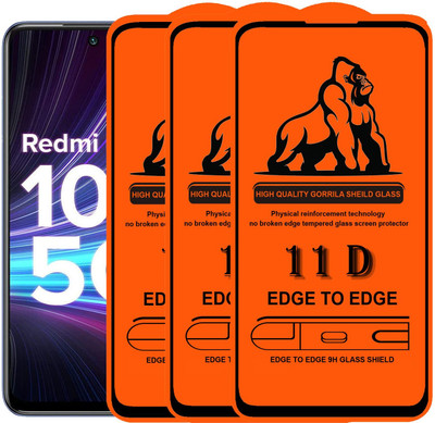 HIE POWER Edge To Edge Tempered Glass for Redmi Note 10T 5G -11D -Screen Protector with Easy Installation Kit(Pack of 3)