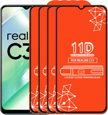 Roxel Edge To Edge Tempered Glass for Realme C33(Pack of 4)