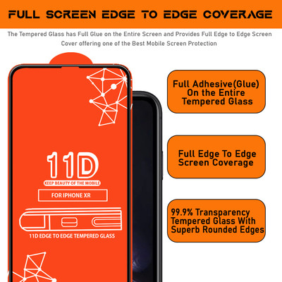 Roxel Edge To Edge Tempered Glass for Apple iPhone XR(Pack of 4)