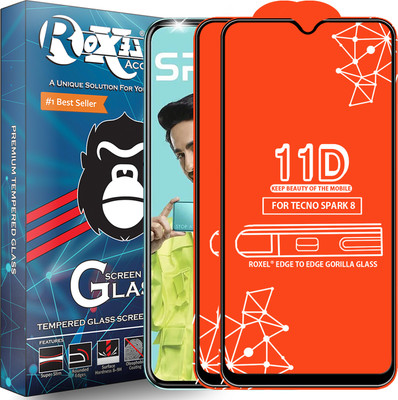 Roxel Edge To Edge Tempered Glass for Tecno Spark 8(Pack of 2)