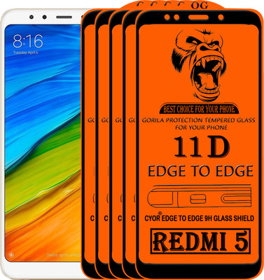 CYOR Edge To Edge Tempered Glass for Mi Redmi 5(Pack of 5)