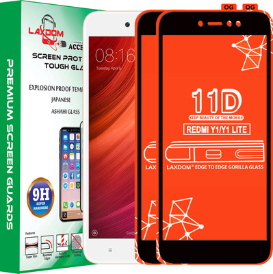 Laxdom Edge To Edge Tempered Glass for Mi Redmi Y1 Lite(Pack of 2)